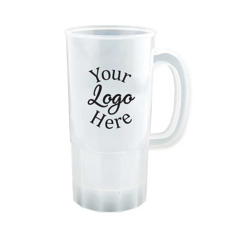 Lesko Polypropylene Natural Stein With 2 Color Custom Logo, 22 Ounce -- 100 Per Case