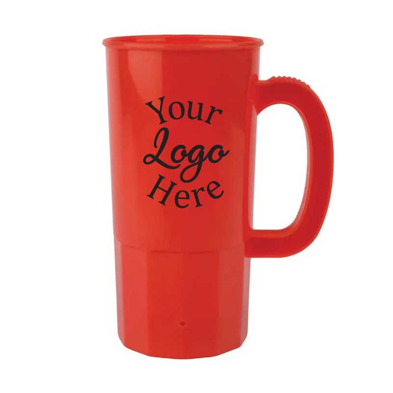 Lesko Polypropylene Red Stein With 2 Color Custom Logo, 22 Ounce -- 100 Per Case