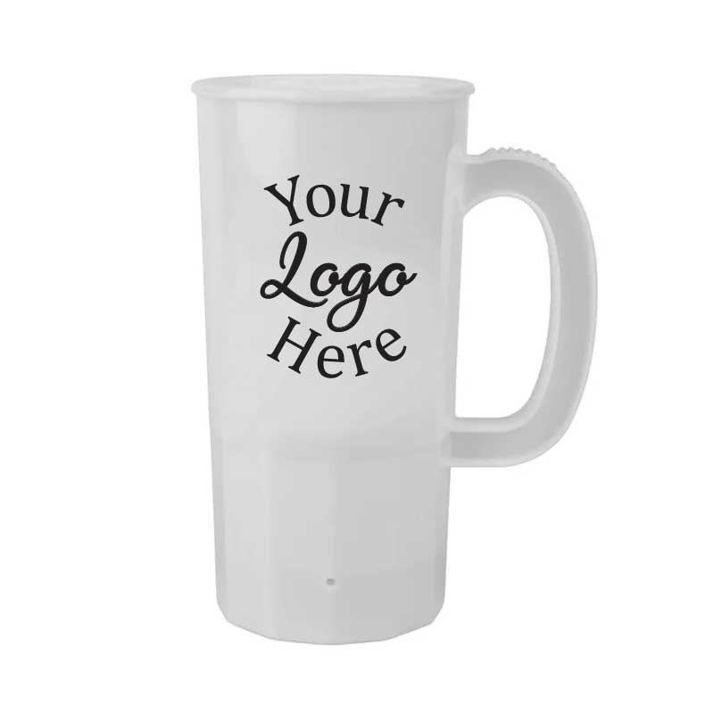 Lesko Polypropylene White Stein With 2 Color Custom Logo, 22 Ounce -- 100 Per Case