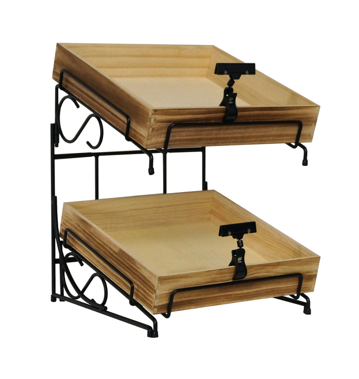 2-Tier Square Wood Crate Counter Display