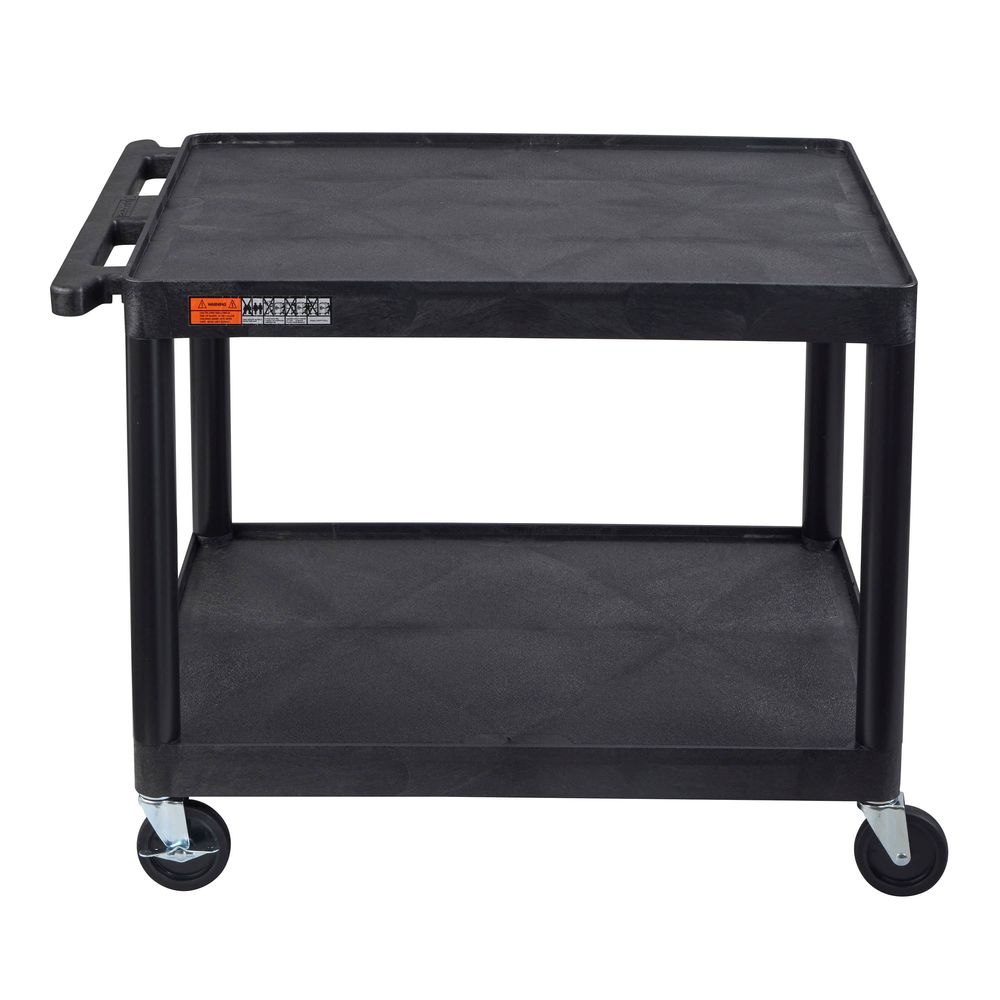Luxor Endura Black Two-shelf Media Utility Av Cart, 32 X 24 X 27 Inch