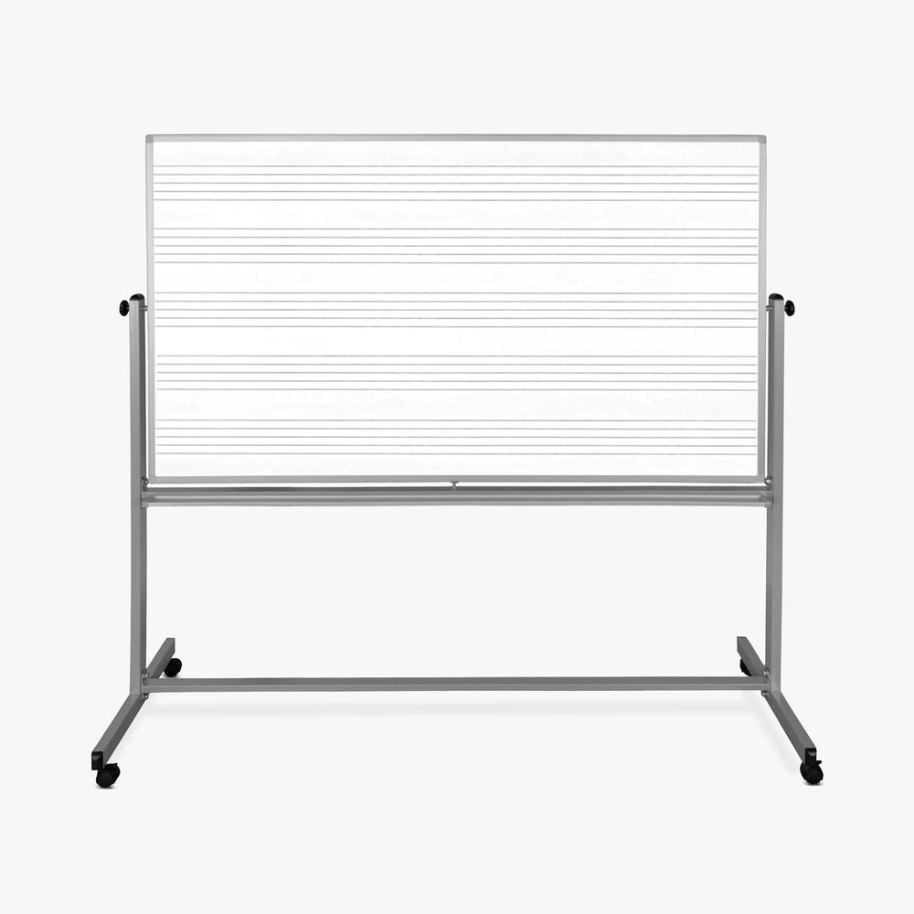 Luxor White Double-sided Dry Erase Magnetic Mobile Music Staff Board, 74.5 X 23 X 72 Inch