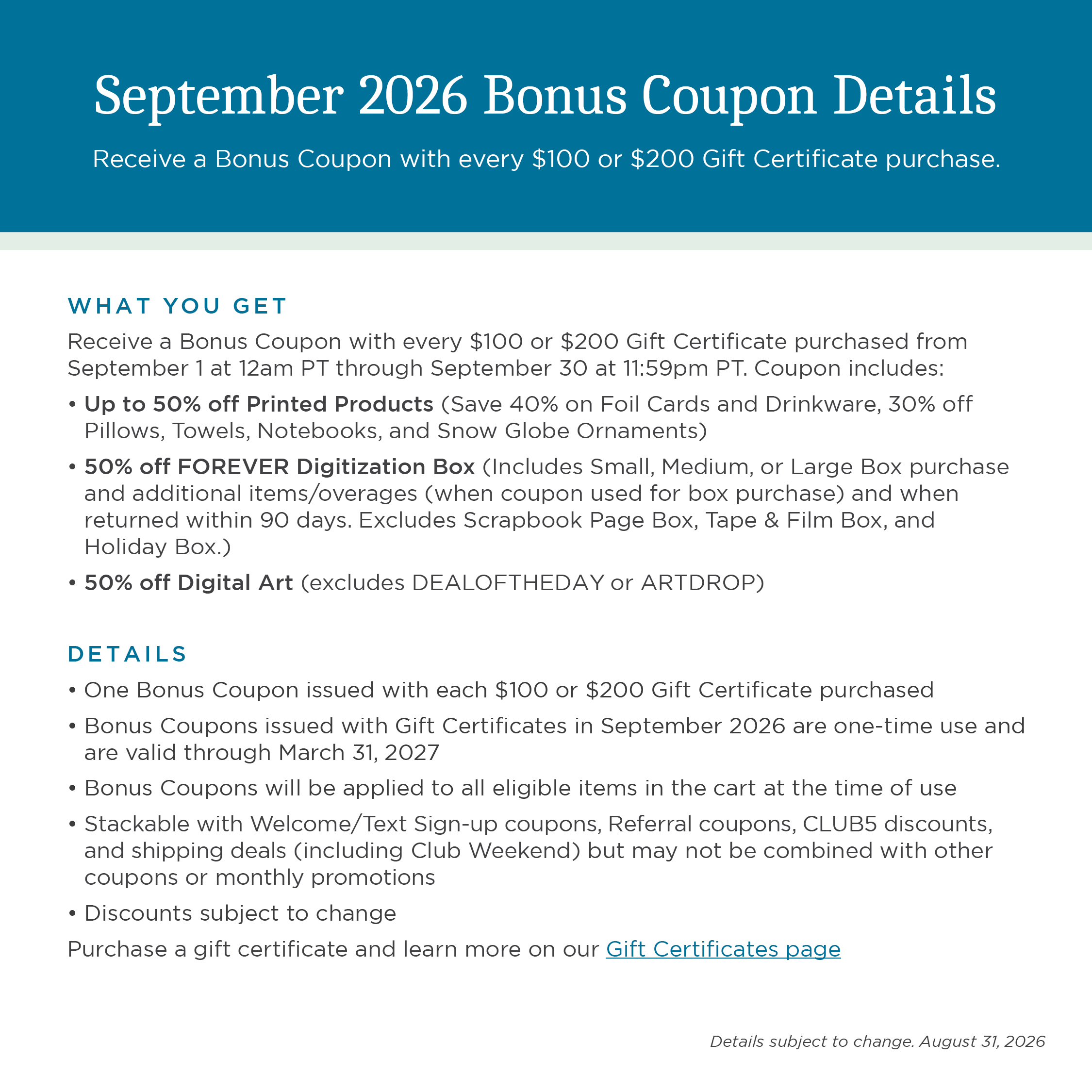 Bonus Coupon Details