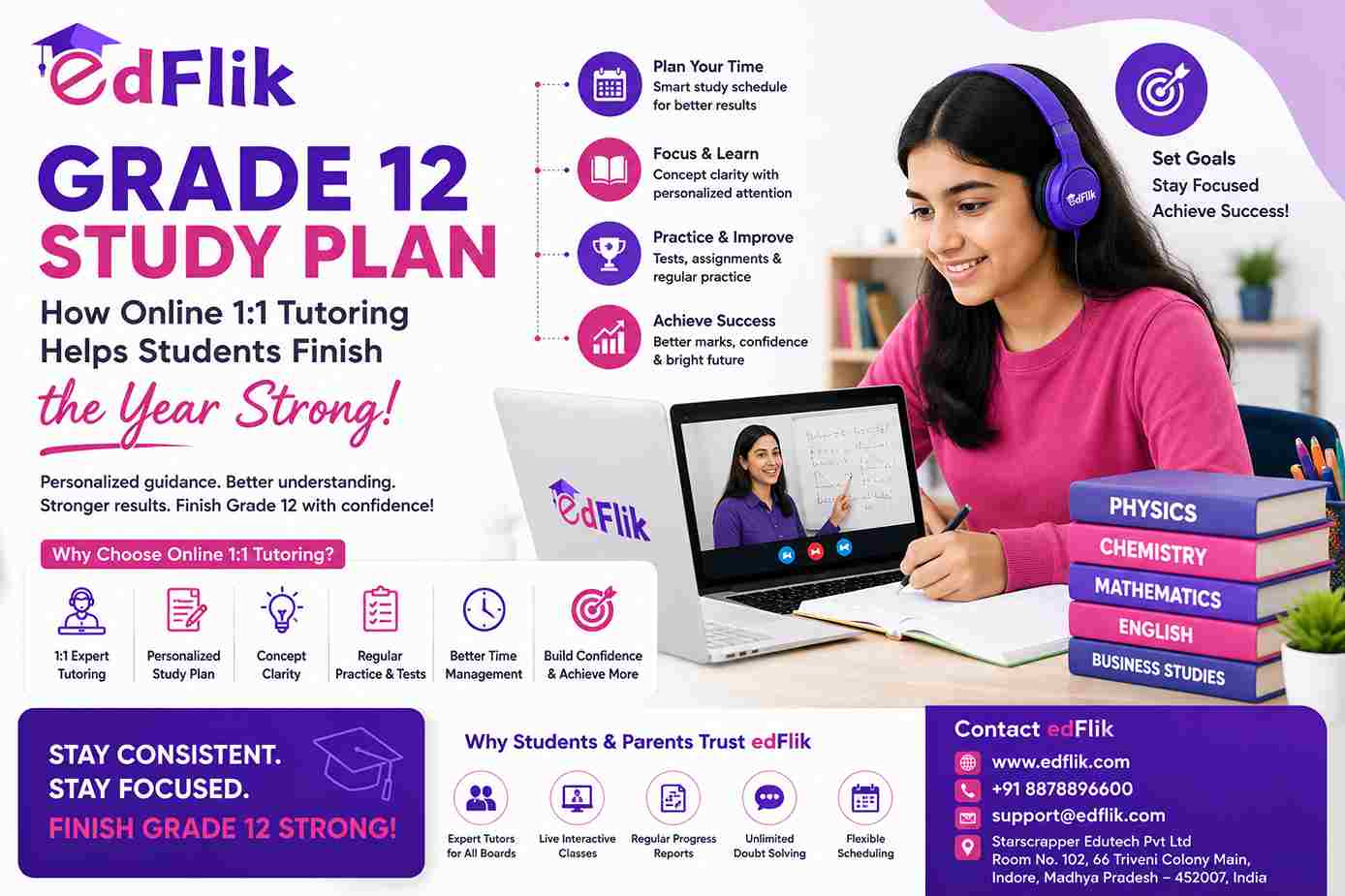 Grade 12 Study Plan: How Online 1:1 Tutoring Helps Students Finish the Year Strong