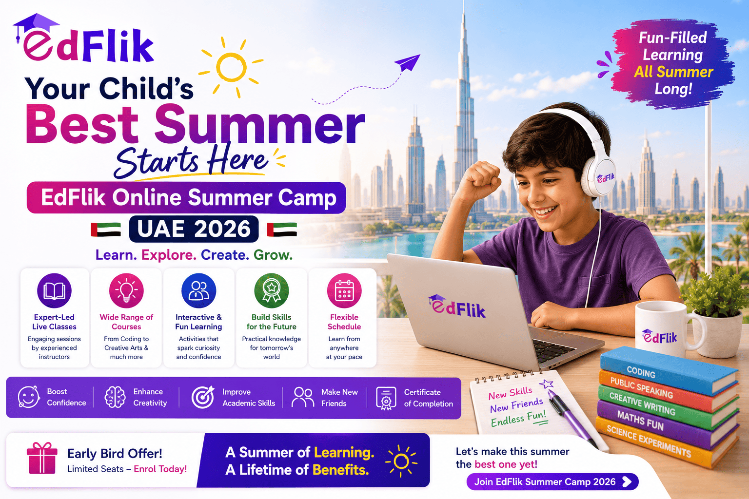 Your Child's Best Summer Starts Here — EdFlik Online Summer Camp UAE 2026