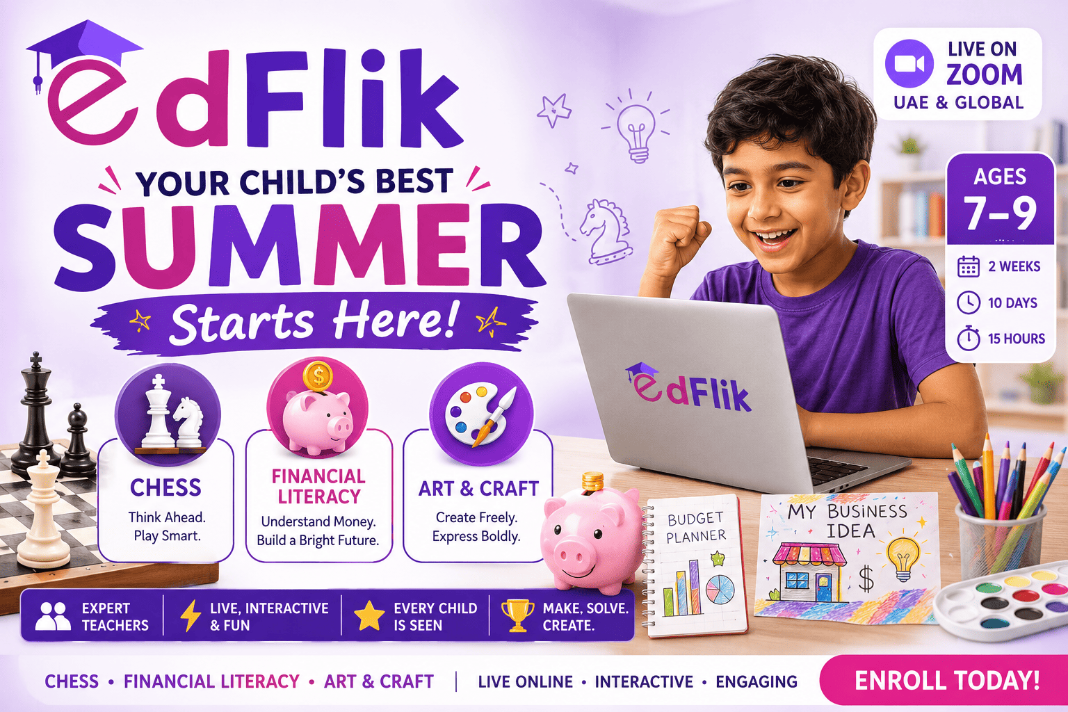 EdFlik Summer Camp UAE — Ages 7–9: Chess, Money & Art This Summer
