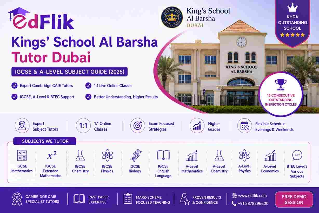 Kings' School Al Barsha Tutor Dubai — IGCSE & A-Level Subject Guide (2026)