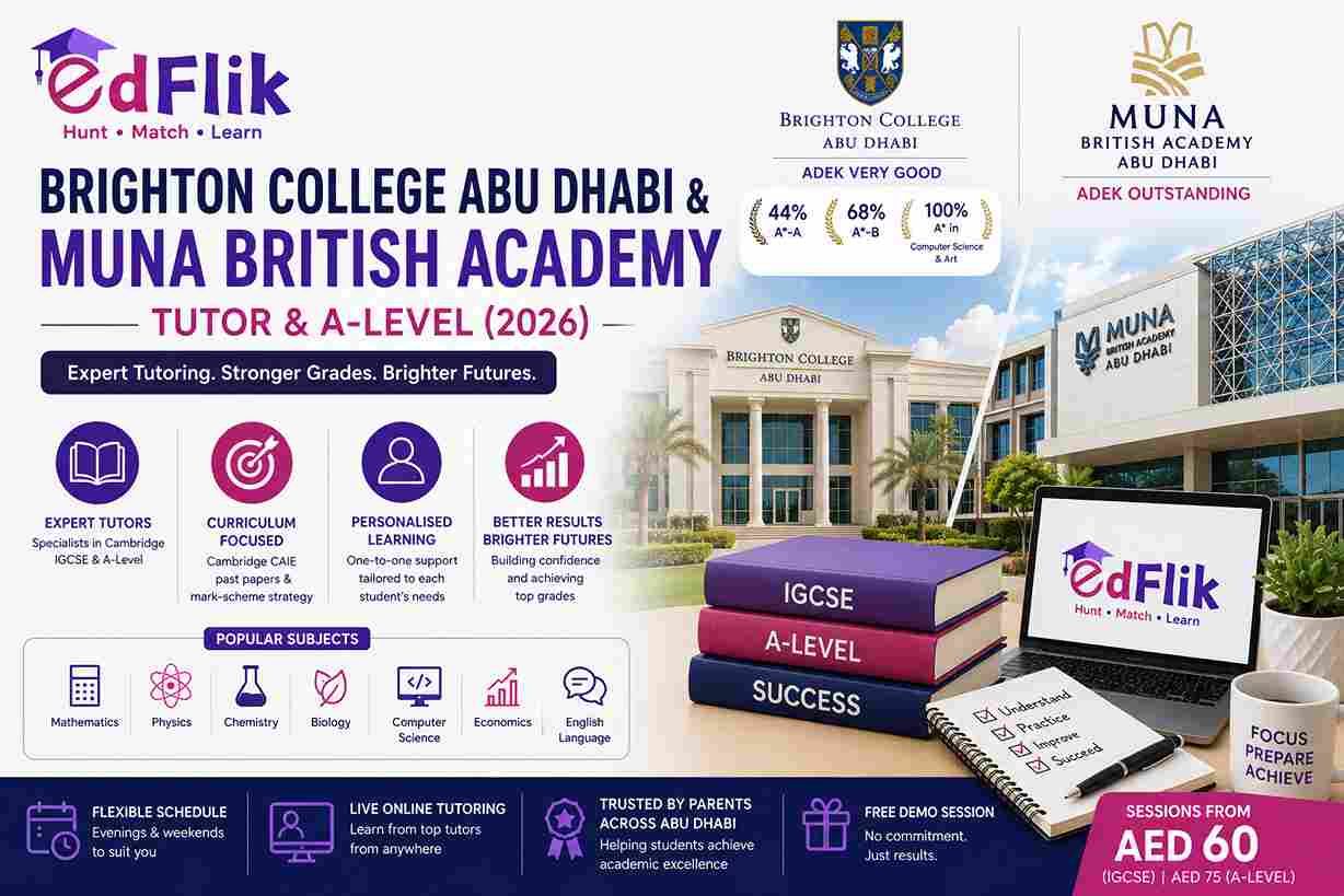 Brighton College Abu Dhabi & Muna British Academy Tutor — IGCSE & A-Level (2026)