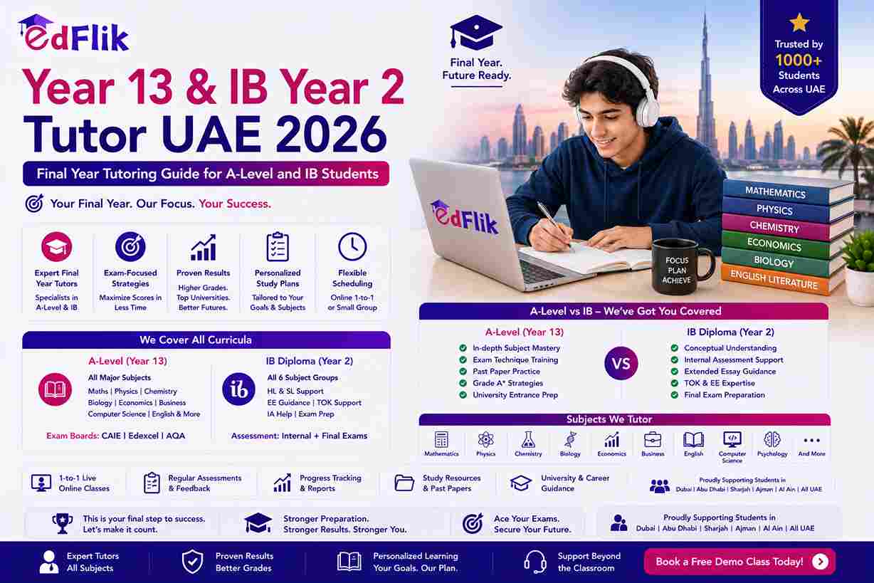 Year 13 and IB Year 2 Tutor UAE 2026 — Final Year Tutoring Guide for A-Level and IB Students