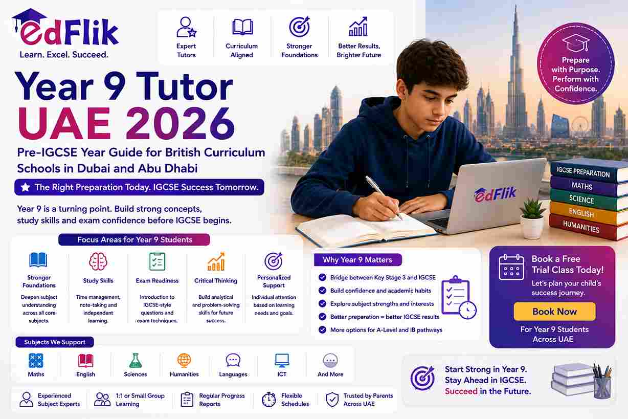 Year 9 Tutor UAE 2026 — Pre-IGCSE Year Guide for British Curriculum Schools in Dubai and Abu Dhabi