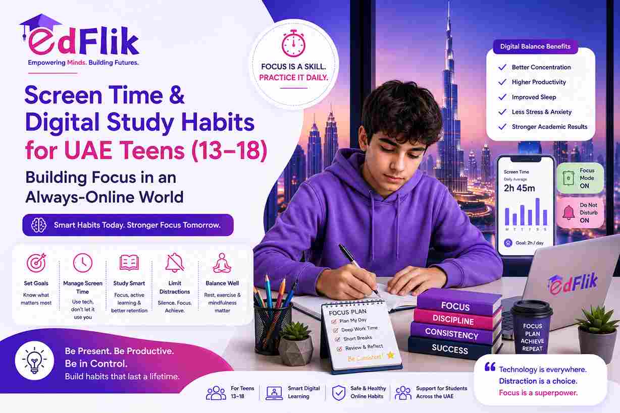 Screen Time & Digital Study Habits for UAE Teens (13–18) — Building Focus in an Always-Online World