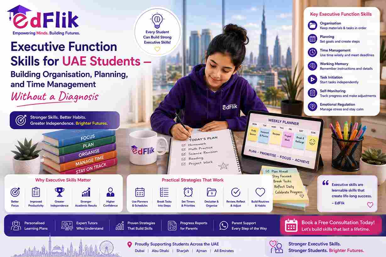 Executive Function Skills for UAE Students — Building Organisation, Planning, and Time Management Without a Diagnosis