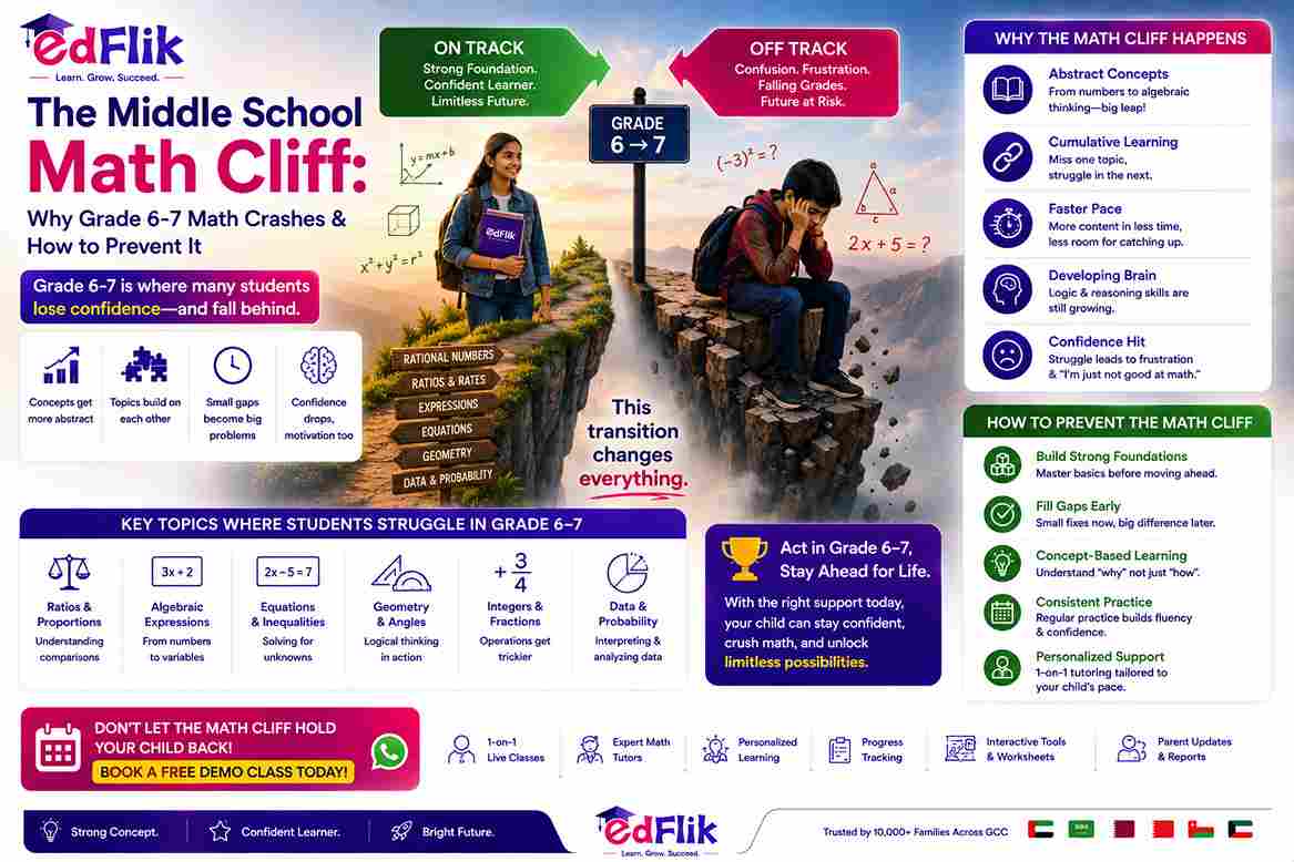 The Middle School Math Cliff: Why Grade 6-7 Math Crashes & How to Prevent It