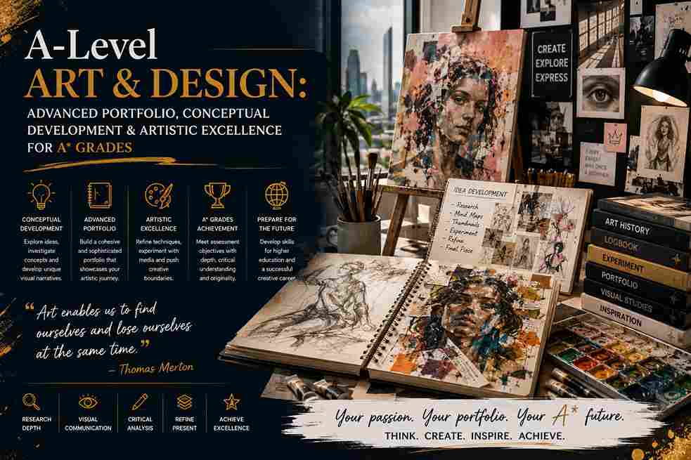 A-Level Art & Design: Advanced Portfolio, Conceptual Development & Artistic Excellence for A* Grades