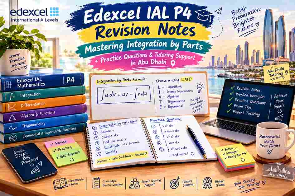 Edexcel IAL P4 Revision Notes: Mastering Integration by Parts + Practice Questions & Tutoring Support in Abu Dhabi