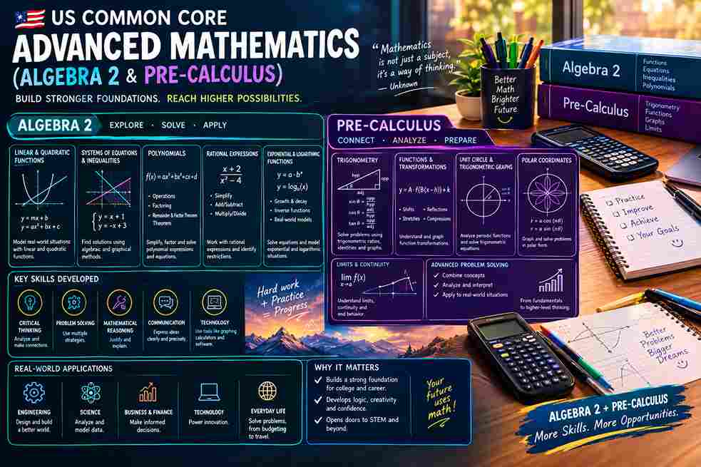 US Common Core - Advanced Mathematics (Algebra 2 & Pre-Calculus)