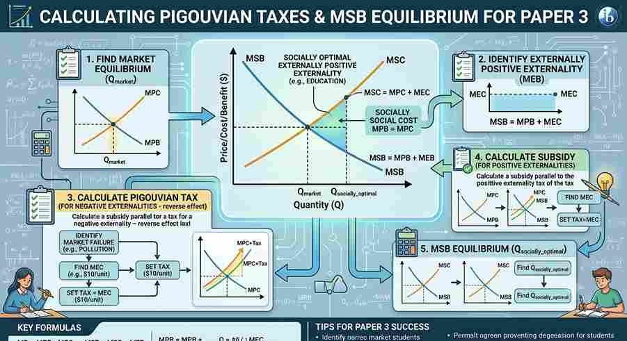 Calculating Pigouvian Taxes and Marginal Social Benefit (MSB) Equilibrium in IB Economics Paper 3
