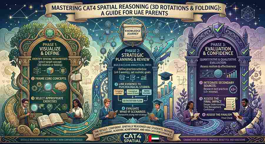 Mastering CAT4 Spatial Reasoning (3D Rotations and Folding): A Guide for UAE Parents