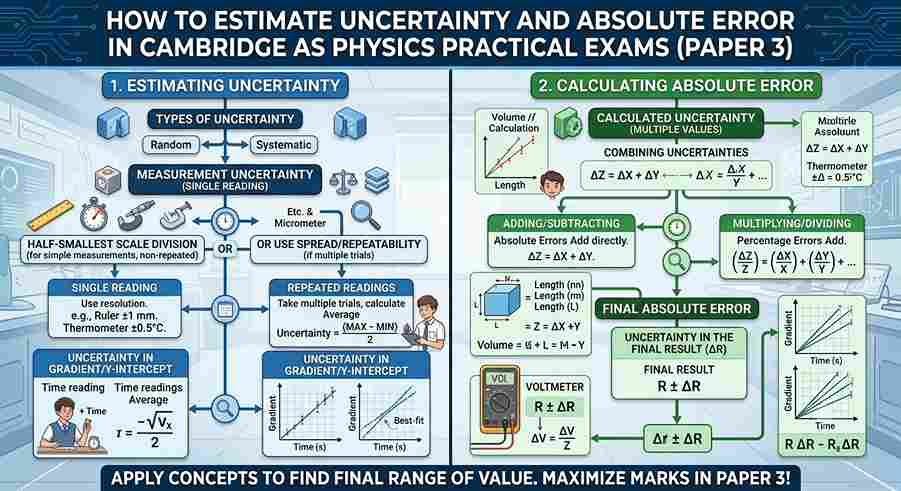 How to Estimate Uncertainty and Absolute Error in Cambridge AS Physics Practical Exams (Paper 3)