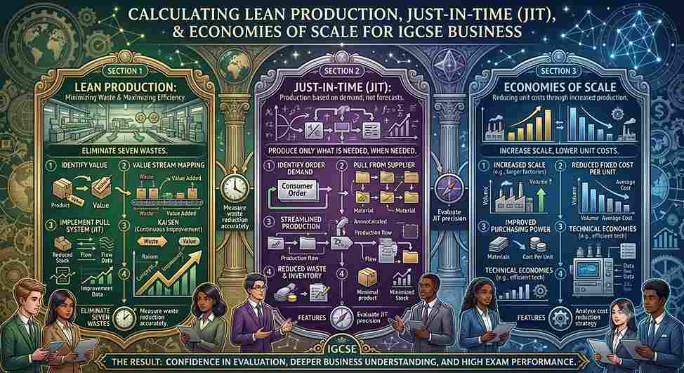 Calculating Lean Production, Just-in-Time (JIT), and Economies of Scale for IGCSE Business