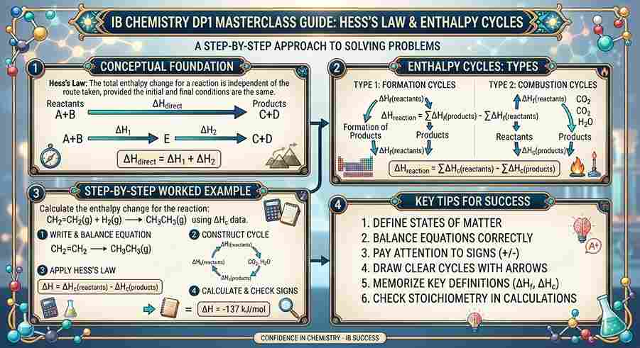 How to Solve Hess's Law and Enthalpy Cycle Problems in IB Chemistry DP1