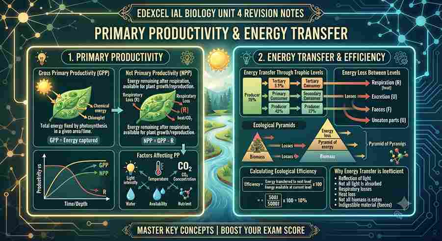 Understanding Primary Productivity and Energy Transfer: Edexcel IAL Biology Unit 4 Notes