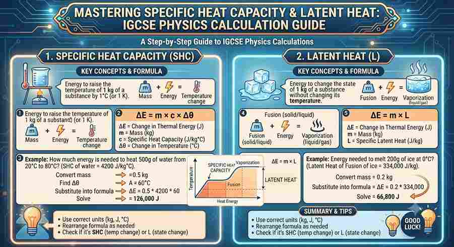 Mastering Specific Heat Capacity and Latent Heat: IGCSE Physics Calculation Guide