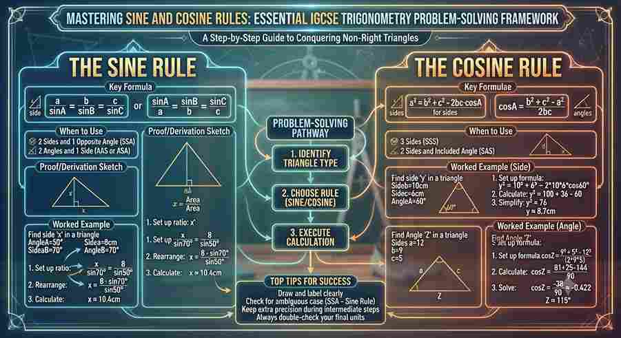 Mastering Sine and Cosine Rules: Essential IGCSE Trigonometry Problem-Solving Framework