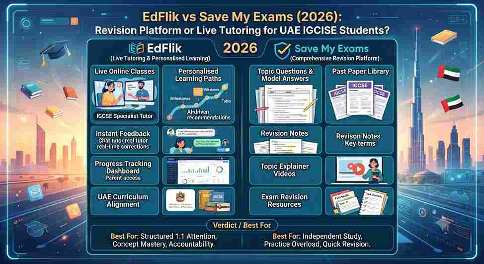 EdFlik vs Save My Exams (2026): Revision Platform or Live Tutoring for UAE IGCSE Students?