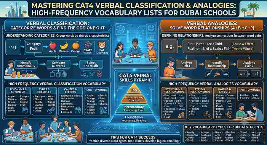 Mastering CAT4 Verbal Classification and Analogies: High-Frequency Vocabulary Lists for Dubai Schools