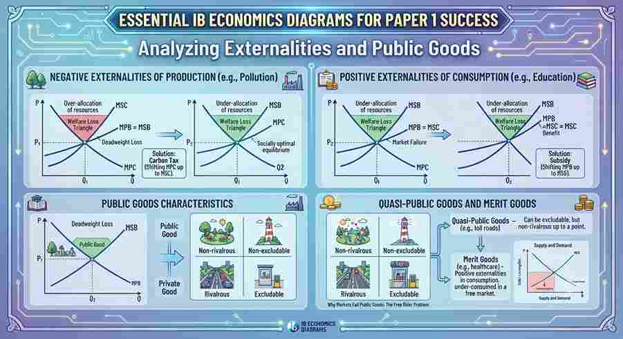 Analyzing Externalities and Public Goods: Essential IB Economics Diagrams for Paper 1 Success