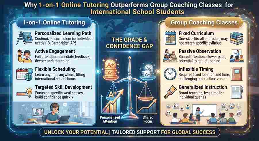 Why 1-on-1 Online Tutoring Outperforms Group Coaching Classes for International School Students