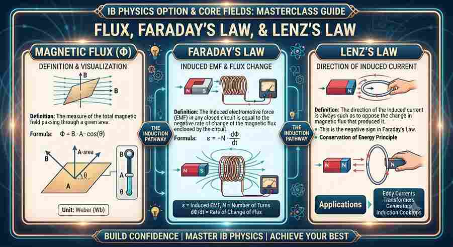Conquering IB Physics Option and Core Fields: Flux, Faraday's Law, and Lenz's Law