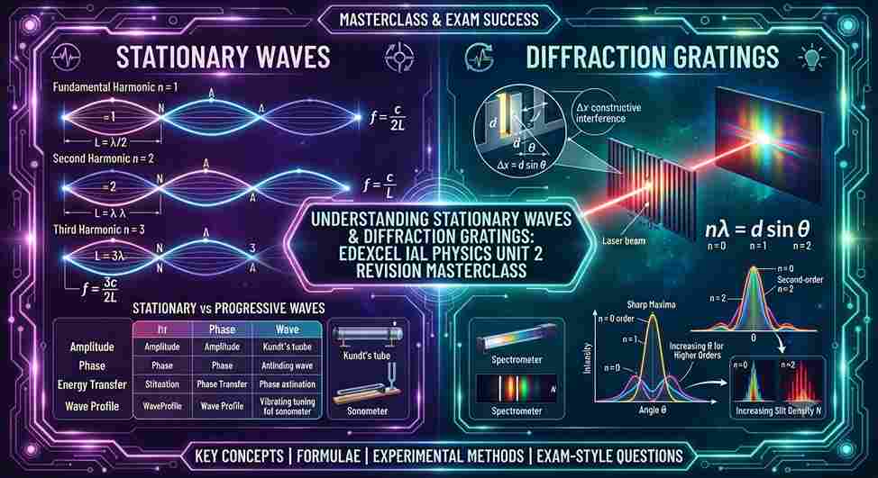 Understanding Stationary Waves and Diffraction Gratings: Edexcel IAL Physics Unit 2 Revision Masterclass