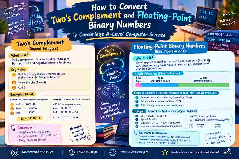 How to Convert Two's Complement and Floating-Point Binary Numbers in Cambridge A-Level Computer Science