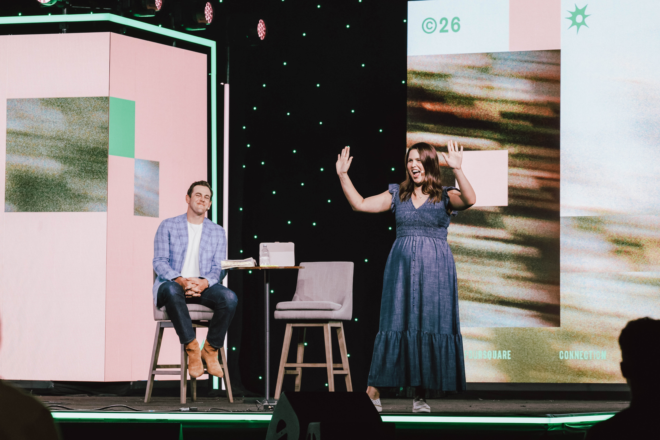 Grant and Alexis Glaze on stage at Foursquare Connection 2026 in San Antonio