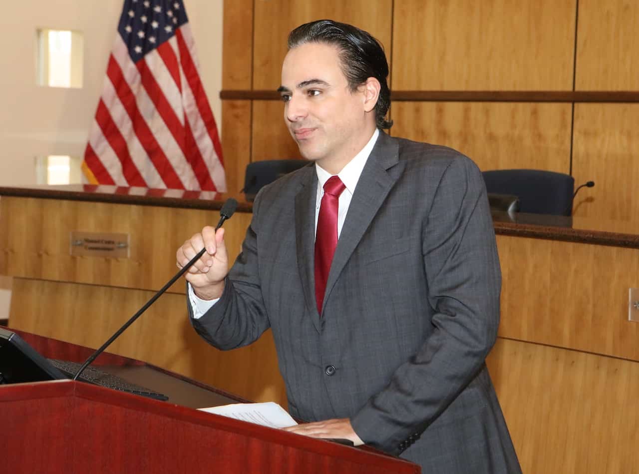 Featured: Rep. Terry Canales, D-Edinburg, who serves as Chair of the House Committee on Transportation, at Edinburg City Hall on Thursday, February 14, 2019. Photograph By MARK MONTEMAYOR