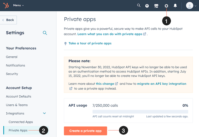 Hubspot Forms Create Private App