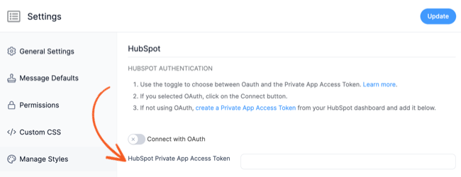 Hubspot Forms Private App Access Token