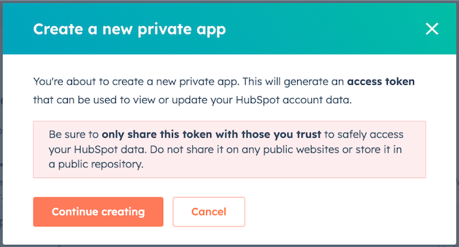 Hubspot Forms Private App Continue