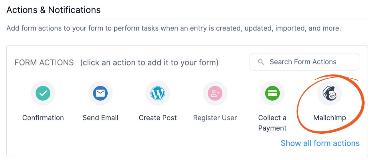 MailChimp form action