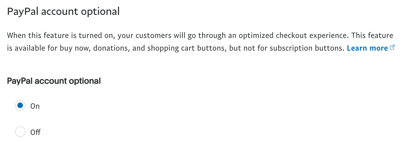 PayPal Account Optional
