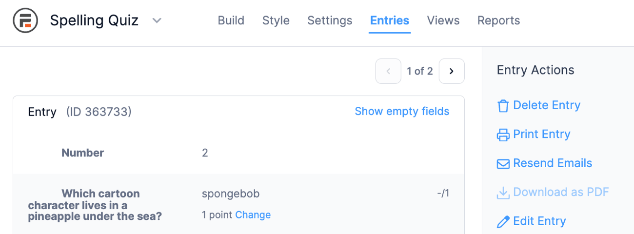 Quiz maker- Manual Scoring Change