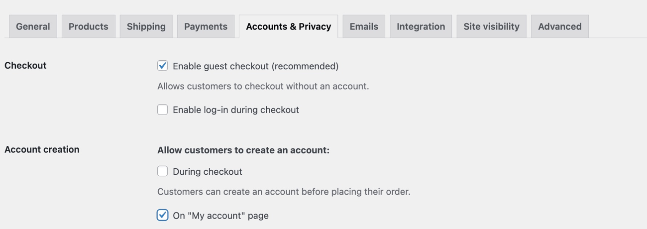 The option to select a custom WooCommerce profile form with the WooCommerce profile builder plugin.