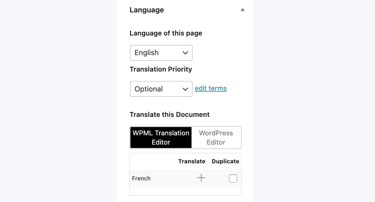 WPML Translate Form Publish Page