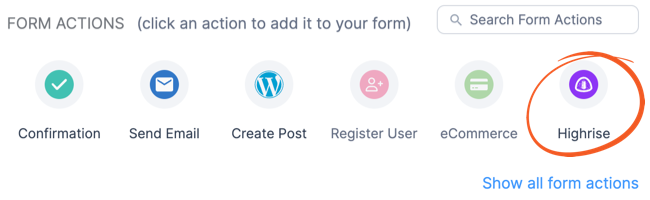 Highrise CRM form Add Form Action