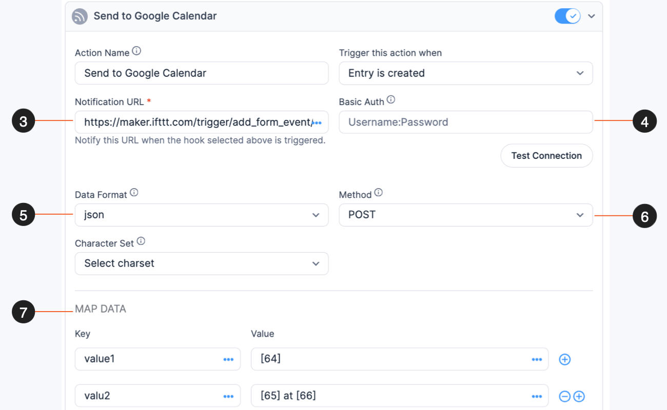 Set up API form action for adding events to Google calendar