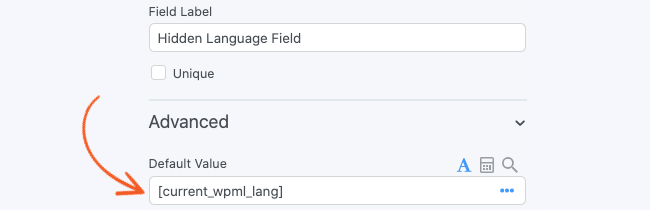 Set [current_wpml_lang] as the default Value of your hidden field