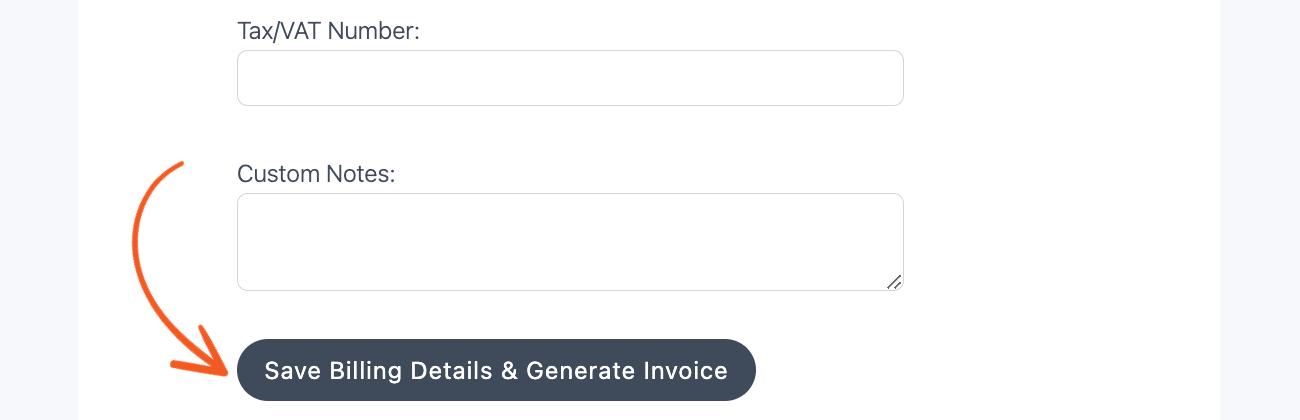 Update invoice information from billing page
