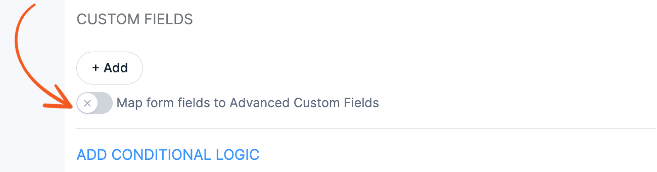 Map form fields to Advanced Custom Fields toggle